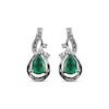 Thumbnail Image 1 of Pear-Shaped Emerald & Round-Cut Diamond Swirl Earrings 1/20 ct tw 10K White Gold