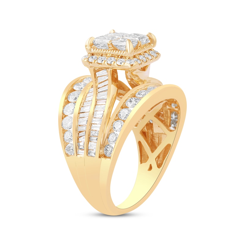 Main Image 2 of Princess-Cut Quad Diamond Engagement Ring 3 ct tw 14K Yellow Gold