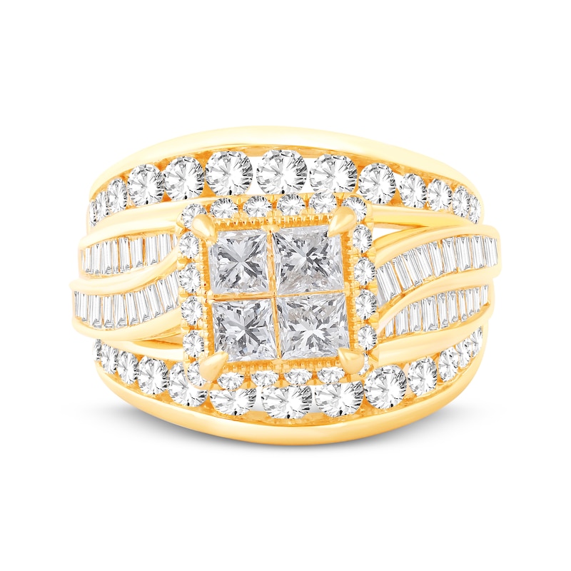 Main Image 3 of Princess-Cut Quad Diamond Engagement Ring 3 ct tw 14K Yellow Gold