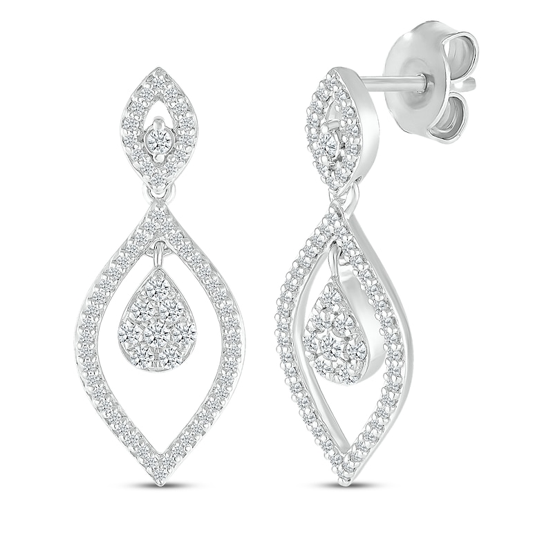 Main Image 1 of Multi-Diamond Marquise Dangle Earrings 1/2 ct tw 10K White Gold