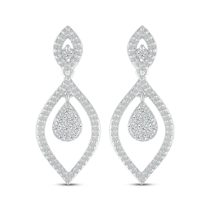 Main Image 2 of Multi-Diamond Marquise Dangle Earrings 1/2 ct tw 10K White Gold