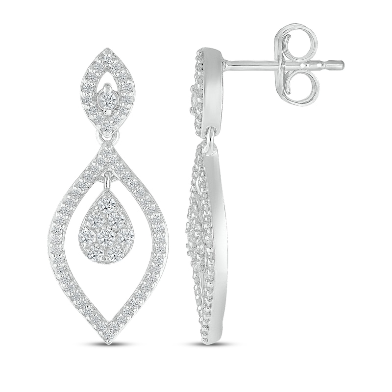 Main Image 3 of Multi-Diamond Marquise Dangle Earrings 1/2 ct tw 10K White Gold