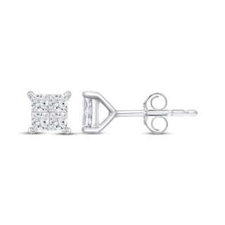 14k White Gold 8-prong Round Brilliant Diamond Stud Earrings (1 Ct. T. –