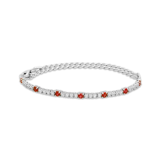 Lab-Created Ruby & White Lab-Created Sapphire Adjustable Line Bracelet Sterling Silver 6.25" to 9"