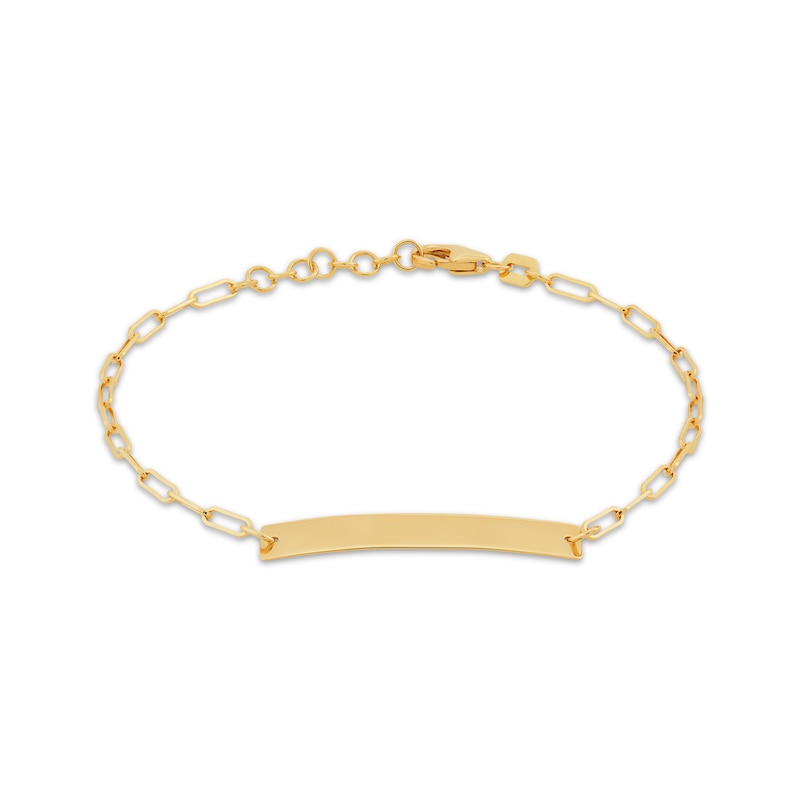 Semi-Solid Bar & Paperclip Chain Bracelet 10K Yellow Gold 7.5"
