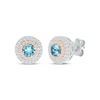 Thumbnail Image 1 of Swiss Blue Topaz & Diamond Stud Earrings 1/3 ct tw Sterling Silver & 10K Rose Gold