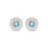 Thumbnail Image 2 of Swiss Blue Topaz & Diamond Stud Earrings 1/3 ct tw Sterling Silver & 10K Rose Gold