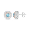 Thumbnail Image 3 of Swiss Blue Topaz & Diamond Stud Earrings 1/3 ct tw Sterling Silver & 10K Rose Gold