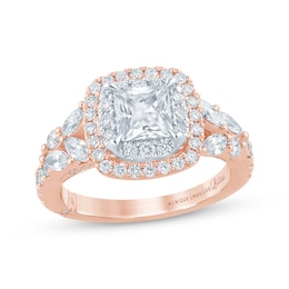 Monique Lhuillier Bliss Princess-Cut Lab-Grown Diamond Engagement Ring 1-3/4 ct tw 18K Two-Tone Gold