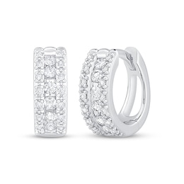 Diamond Huggie Hoops 1/3 ct tw 10K White Gold