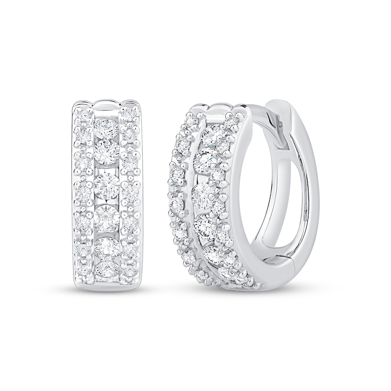 Main Image 1 of Diamond Huggie Hoops 1/3 ct tw 10K White Gold