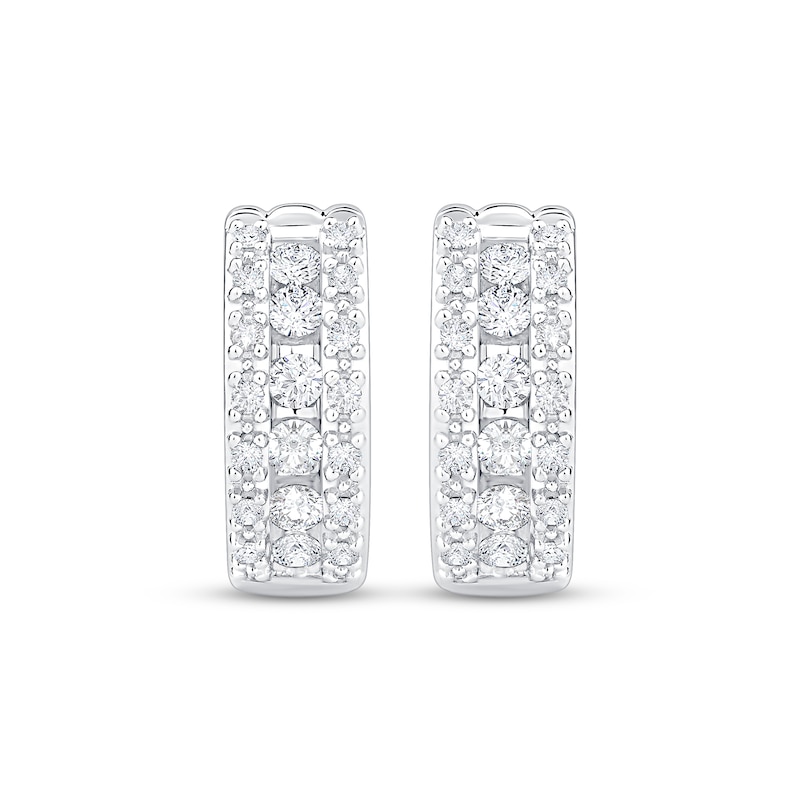 Main Image 2 of Diamond Huggie Hoops 1/3 ct tw 10K White Gold