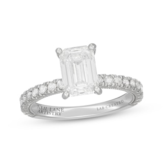 READY TO SHIP: Florentina ring in 14K white gold, lab grown diamond emerald  cut 7x4* mm, accents lab grown diamonds, AVAILABLE RING SIZES: 6-8US