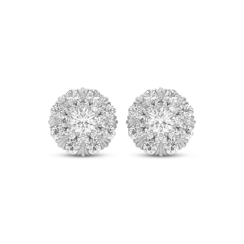 Main Image 2 of Multi-Diamond Circle Stud Earrings 1/2 ct tw 14K White Gold