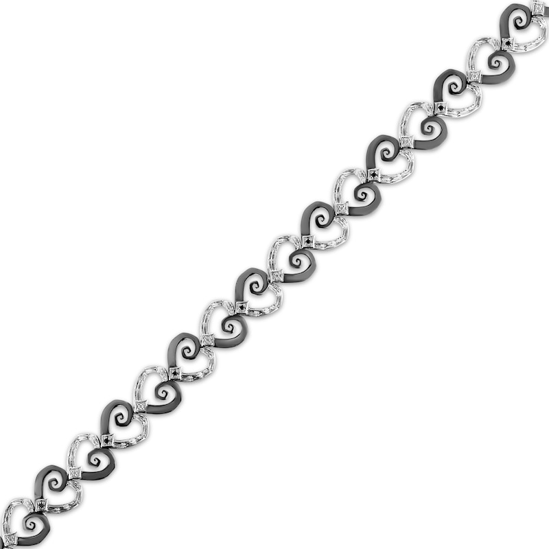 Disney Treasures The Nightmare Before Christmas Heart Diamond Bracelet 1/8 ct tw Sterling Silver 7.25"