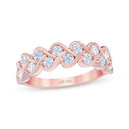 THE LEO First Light Diamond Staggered Anniversary Ring 3/4 ct tw 14K Rose Gold