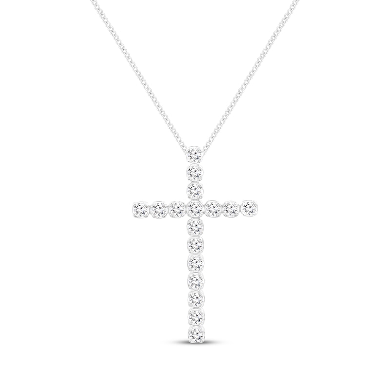 Main Image 1 of Lab-Grown diamonds by KAY Cross Necklace 2 ct tw 14K White Gold 19&quot;