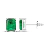 Thumbnail Image 1 of Octagon-Cut Lab-Created Emerald Solitaire Stud Earrings Sterling Silver