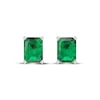 Thumbnail Image 2 of Octagon-Cut Lab-Created Emerald Solitaire Stud Earrings Sterling Silver