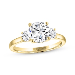 THE LEO Legacy Lab-Created Diamond Round-Cut Three-Stone Engagement Ring 1-7/8 ct tw 14K Yellow Gold