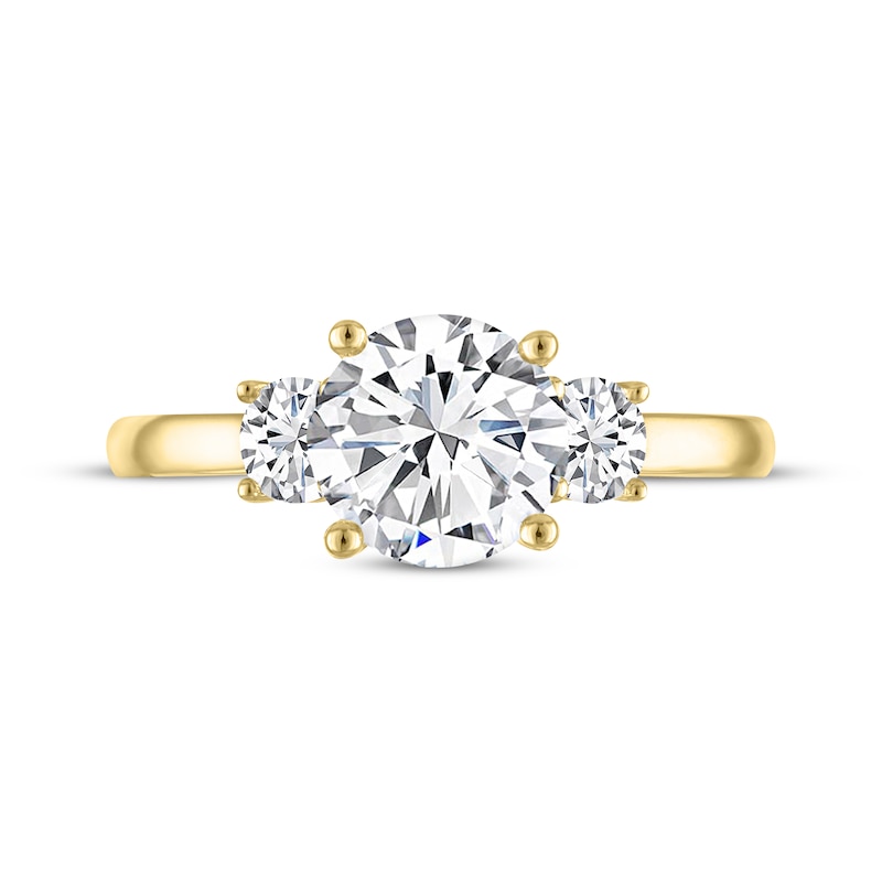 Main Image 3 of THE LEO Legacy Lab-Grown Diamond Round-Cut Three-Stone Engagement Ring 1-7/8 ct tw 14K Yellow Gold