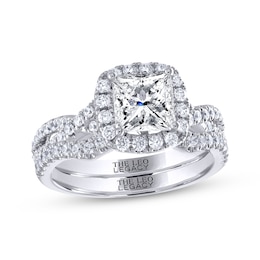 THE LEO Legacy Lab-Grown Diamond Bridal Set Princess & Round-Cut Bridal Set 2-1/4 ct tw 14K White Gold