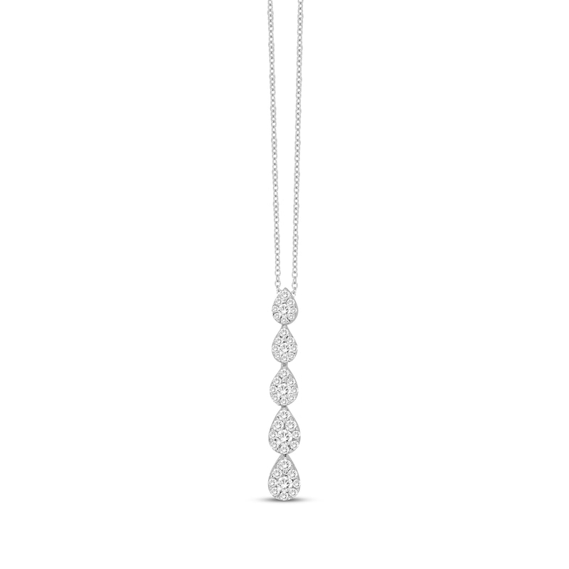 Main Image 1 of Diamond Graduated Pear Drop Necklace 1/2 ct tw 10K White Gold 18&quot;