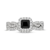 Thumbnail Image 3 of Neil Lane Princess-Cut Black Diamond & White Diamond Halo Bridal Set 1-3/8 ct tw 14K White Gold