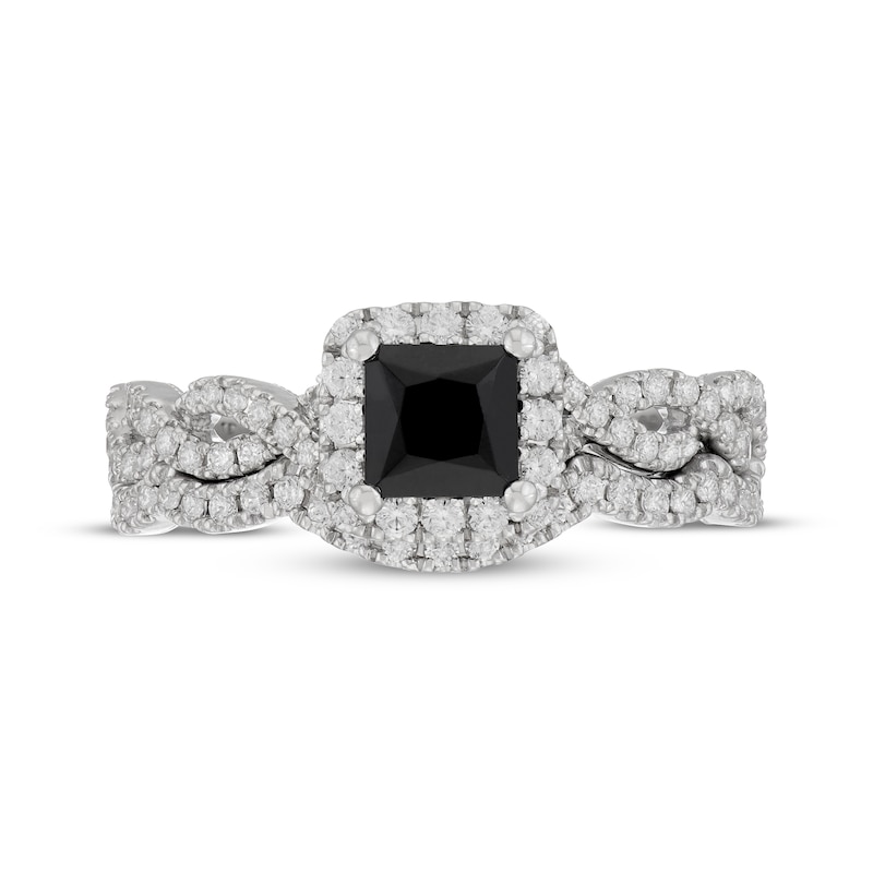 Main Image 3 of Neil Lane Princess-Cut Black Diamond & White Diamond Halo Bridal Set 1-3/8 ct tw 14K White Gold