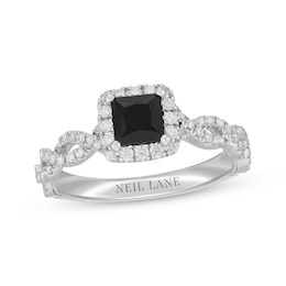 Neil Lane Princess-Cut Black Diamond & White Diamond Engagement Ring 1-1/5 ct tw 14K White Gold