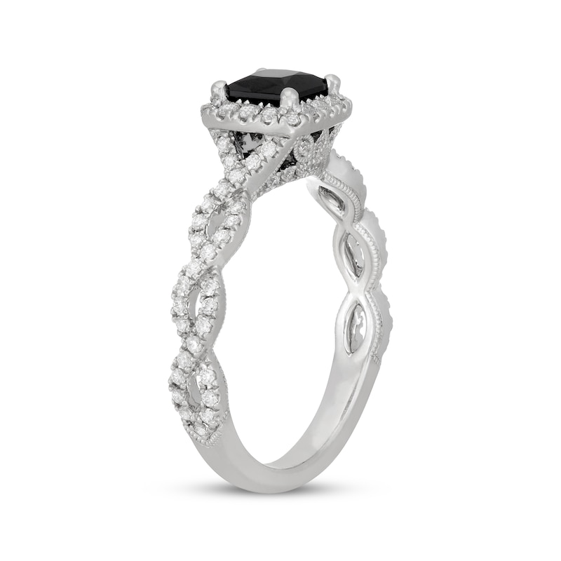 Main Image 5 of Neil Lane Princess-Cut Black Diamond & White Diamond Engagement Ring 1-1/5 ct tw 14K White Gold