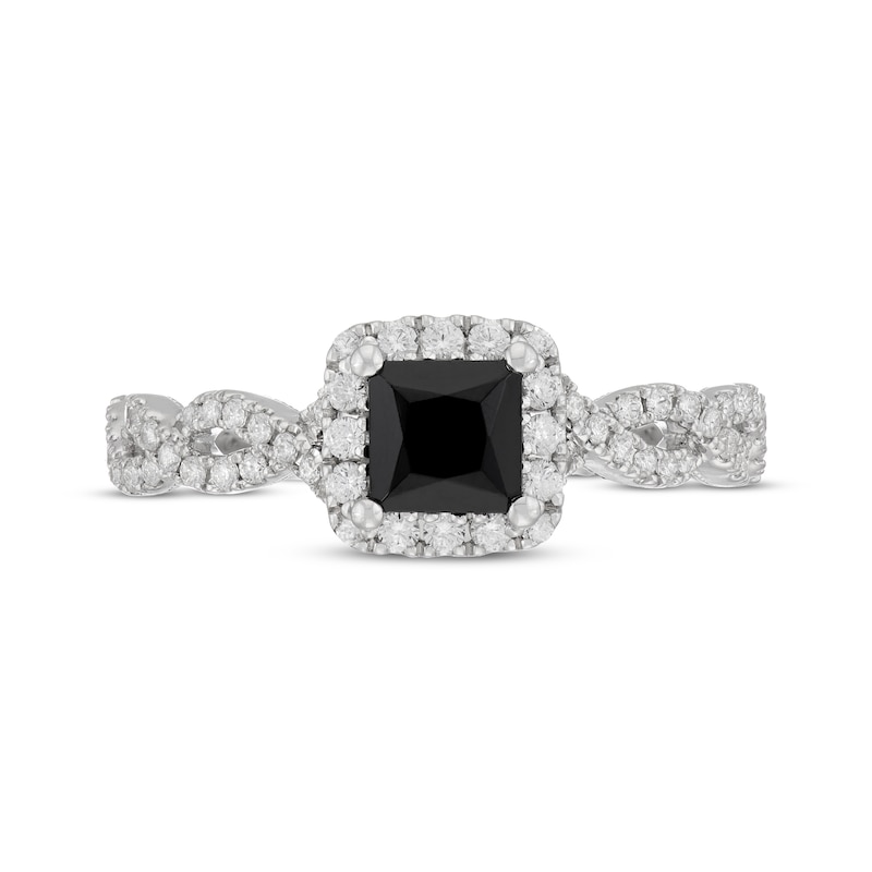 Main Image 6 of Neil Lane Princess-Cut Black Diamond & White Diamond Engagement Ring 1-1/5 ct tw 14K White Gold