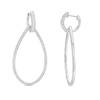 Thumbnail Image 1 of Baguette & Round-Cut Diamond Teardrop Door Knocker Earrings 1-1/2 ct tw 14K White Gold