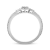 Thumbnail Image 1 of Diamond Three-Stone Halo Promise Ring 1/10 ct tw Sterling Silver