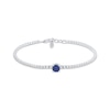 Thumbnail Image 0 of Round-Cut Blue & White Lab-Created Sapphire Bracelet Sterling Silver 7.5”