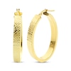 Thumbnail Image 1 of Diamond-Cut Flat Tube Oval Hoop Earrings 10K Yellow Gold