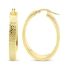 Thumbnail Image 3 of Diamond-Cut Flat Tube Oval Hoop Earrings 10K Yellow Gold