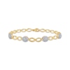 Thumbnail Image 1 of Diamond Oval Link Station Bracelet 1/2 ct tw 10K Yellow Gold 7.25&quot;