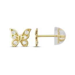 Children's Cubic Zirconia Butterfly Stud Earrings 14K Yellow Gold