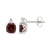 Thumbnail Image 1 of Cushion-Cut Garnet & Trillion-Cut White Lab-Created Sapphire Stud Earrings Sterling Silver