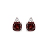 Thumbnail Image 2 of Cushion-Cut Garnet & Trillion-Cut White Lab-Created Sapphire Stud Earrings Sterling Silver