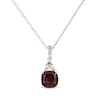 Thumbnail Image 1 of Cushion-Cut Garnet & Trillion-Cut White Lab-Created Sapphire Necklace Sterling Silver 18&quot;