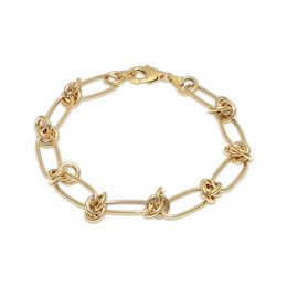 Hollow Love Knot Link Bracelet 10K Yellow Gold 7.5&quot;