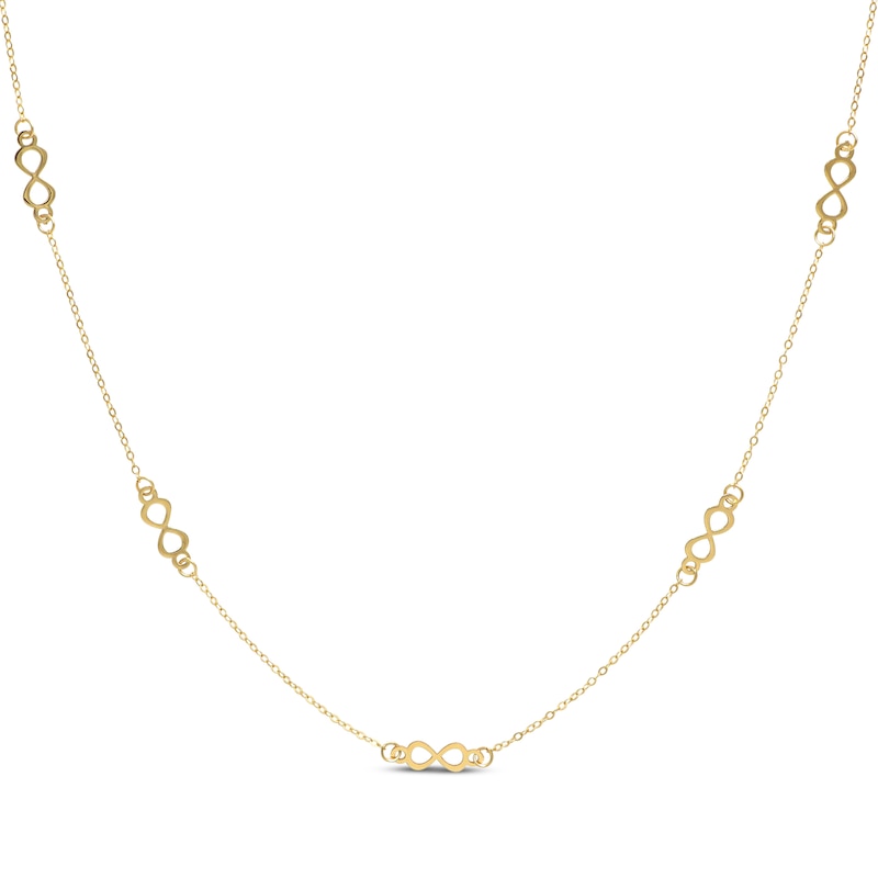 Infinity Symbol Station Necklace 10K Yellow Gold 18