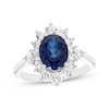 Thumbnail Image 1 of Oval-Cut Blue & White Lab-Created Sapphire Statement Ring Sterling Silver