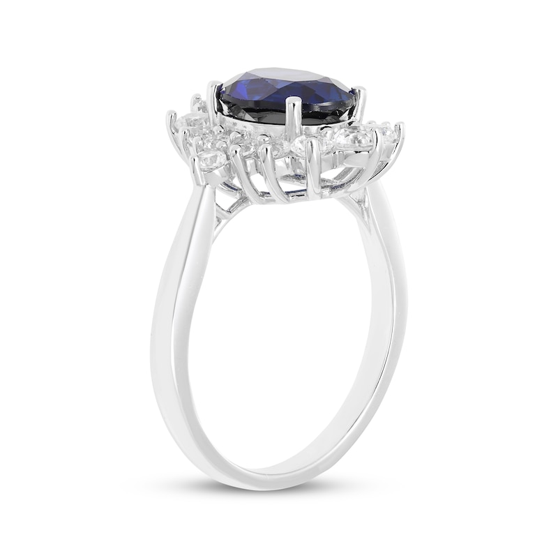 Main Image 2 of Oval-Cut Blue & White Lab-Created Sapphire Statement Ring Sterling Silver