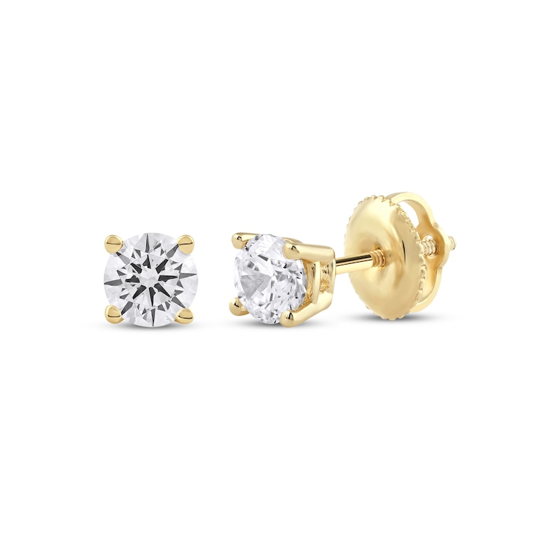 Lab-Grown Diamonds by KAY Round-cut Solitaire Stud Earrings 1/2 ct tw 14K Yellow Gold (F/SI2)