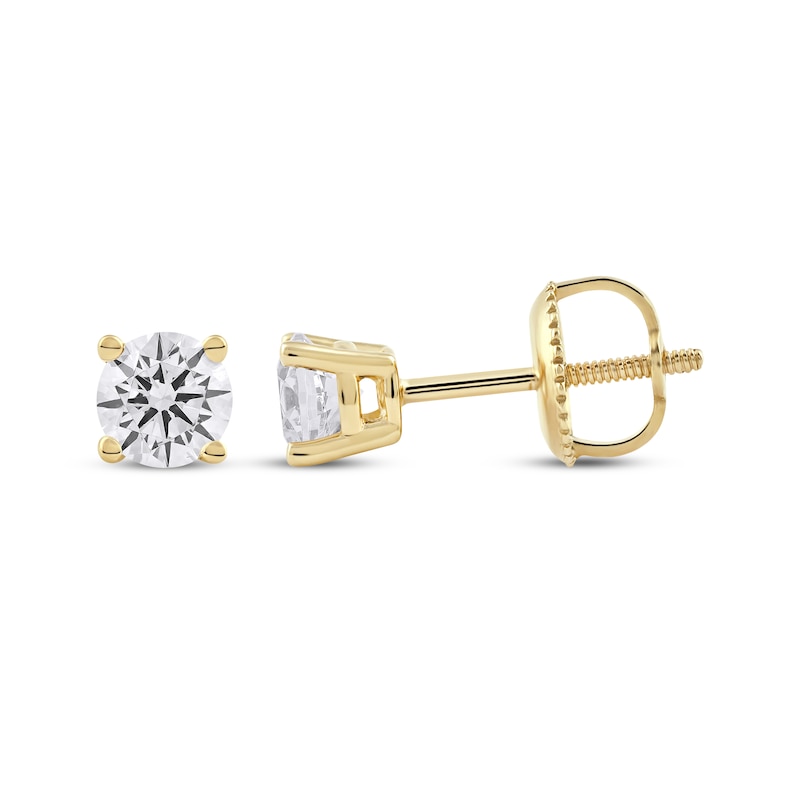 Lab-Grown Diamonds by KAY Round-cut Solitaire Stud Earrings 1/2 ct tw 14K Yellow Gold (F/SI2)