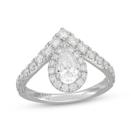 Neil Lane Artistry Pear-Shaped Lab-Grown Diamond Chevron Engagement Ring 1-1/2 ct tw 14K White Gold