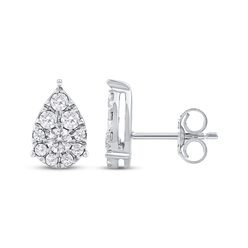 Main Image 3 of Diamond Teardrop Stud Earrings 1/2 ct tw 10K White Gold